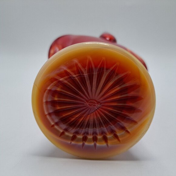 Imperial Slag Glass Basket Swirled Red & White Design Vintage Decorative Piece - Picture 14 of 16